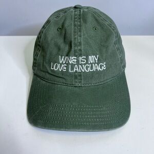 Wine is my Love Language Hat OTTO Olive Green Cap